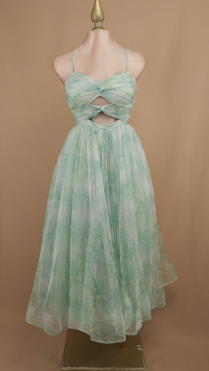 Vestido midi estampado con escote en busto