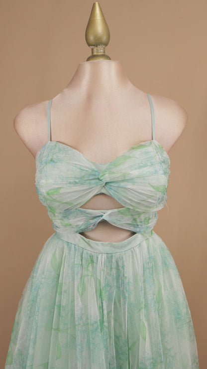 Vestido midi estampado con escote en busto