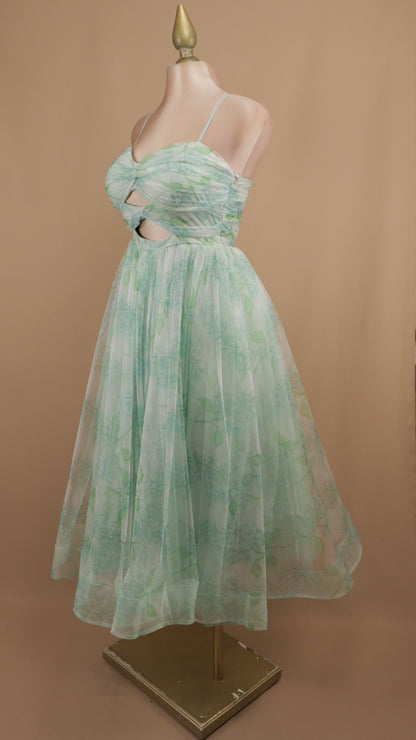 Vestido midi estampado con escote en busto