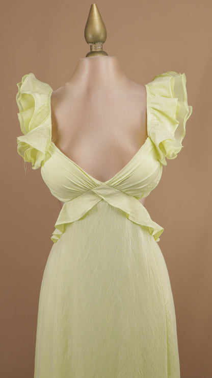 Vestido largo con escote en espalda y cintura