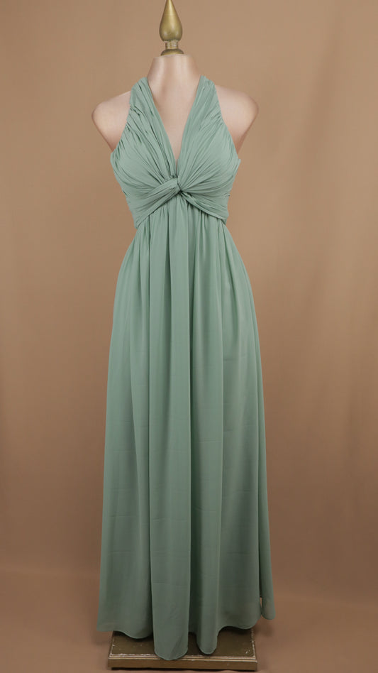 Vestido largo cuello halter con escote en la espalda