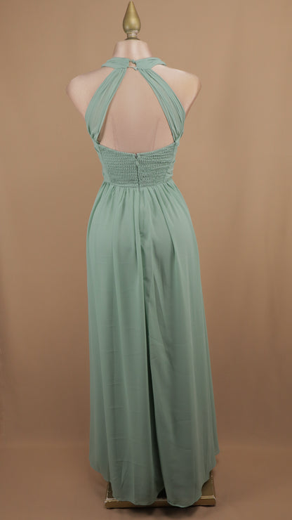 Vestido largo cuello halter con escote en la espalda