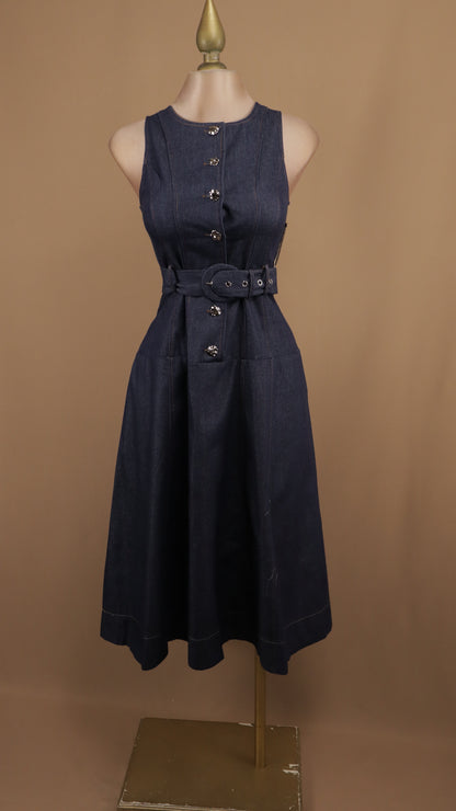 Vestido midi de mezclilla con cinto