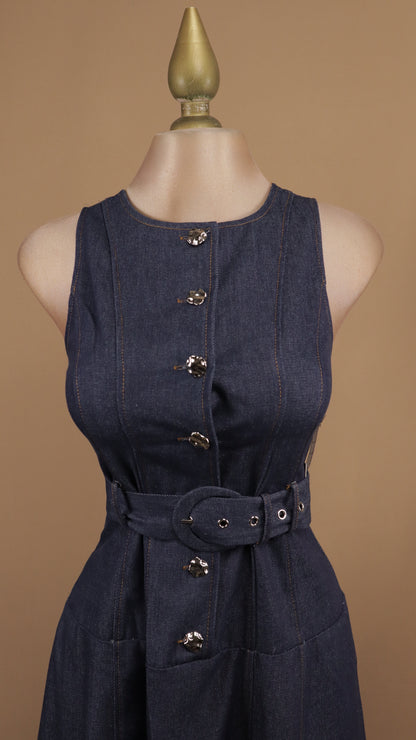 Vestido midi de mezclilla con cinto