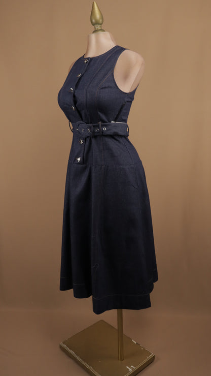 Vestido midi de mezclilla con cinto