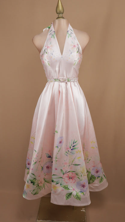 Vestido midi halter estampado