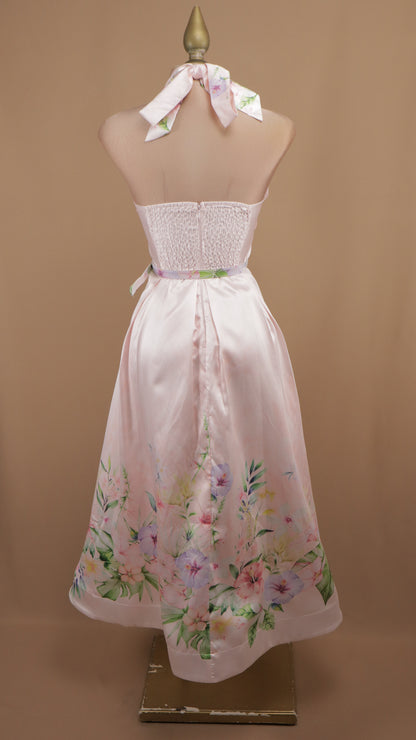 Vestido midi halter estampado