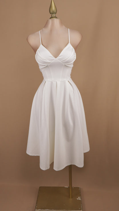 Vestido midi escote en V y en línea A