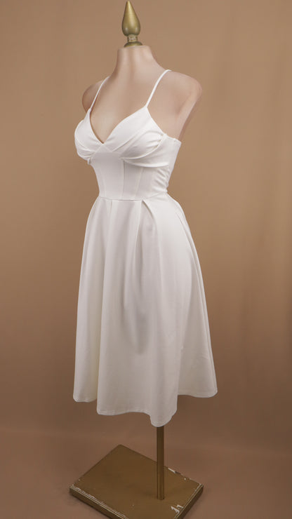 Vestido midi escote en V y en línea A