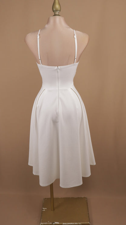 Vestido midi escote en V y en línea A