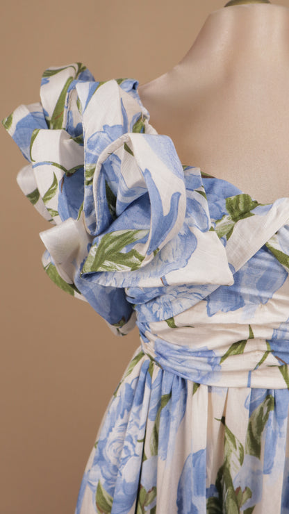 Vestido midi asimétrico estampado con escarola