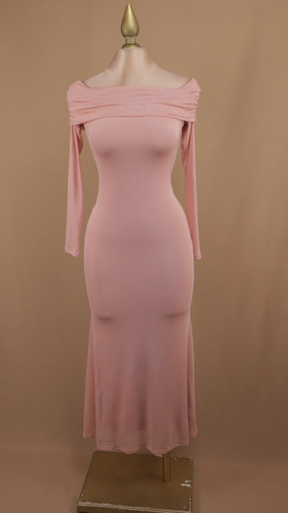 Vestido largo estraple manga larga