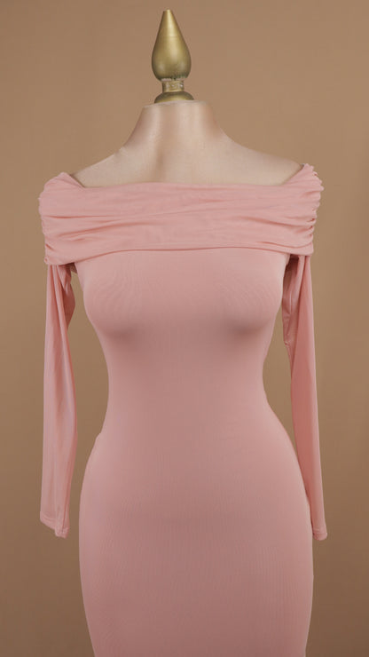 Vestido largo estraple manga larga