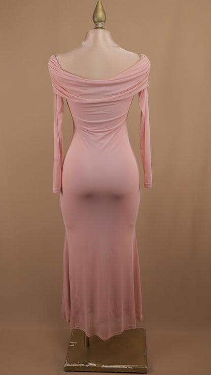 Vestido largo estraple manga larga