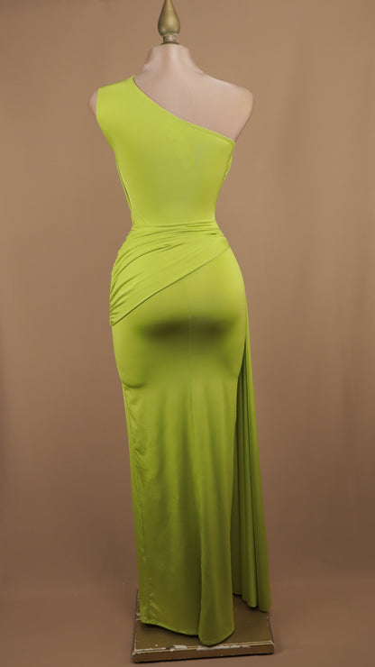 Vestido largo asimétrico de licra con estola