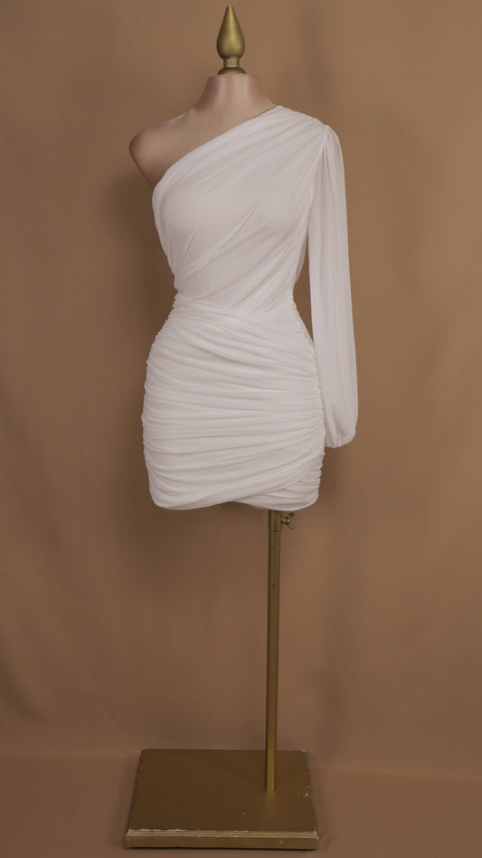 Vestido corto drapeado malla