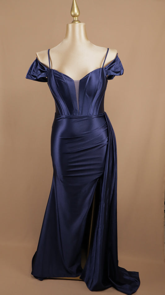 Vestido largo plus al hombro