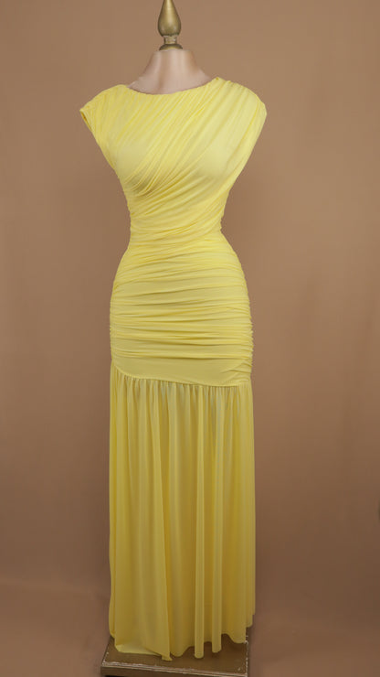 Vestido largo de maya plisado