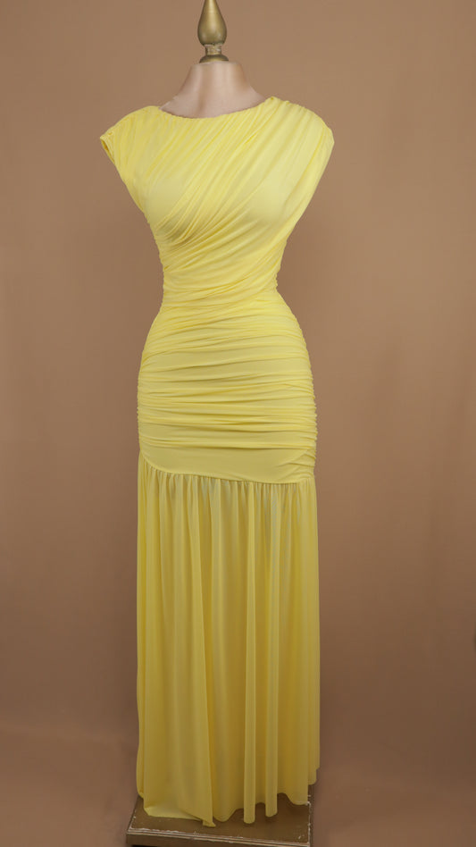 Vestido largo de maya plisado