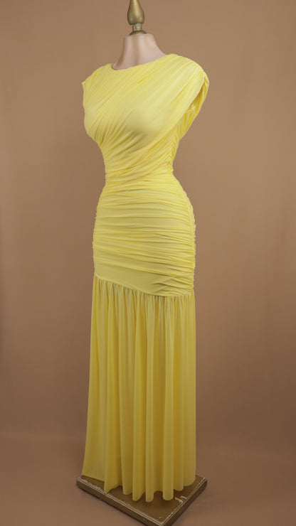 Vestido largo de maya plisado