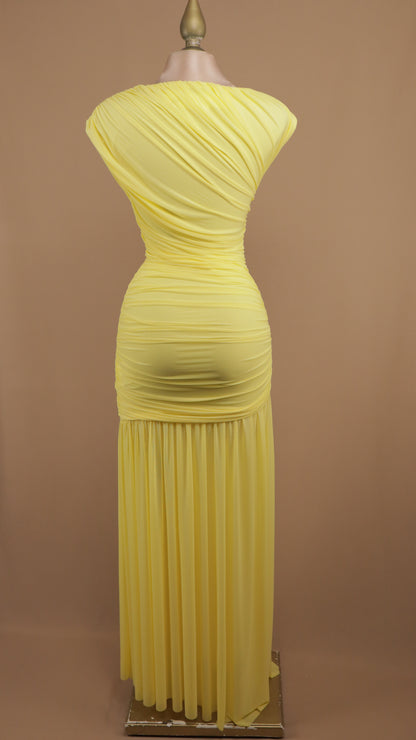 Vestido largo de maya plisado