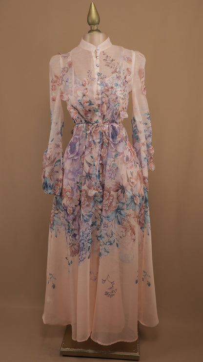 Vestido midi estampado manga larga