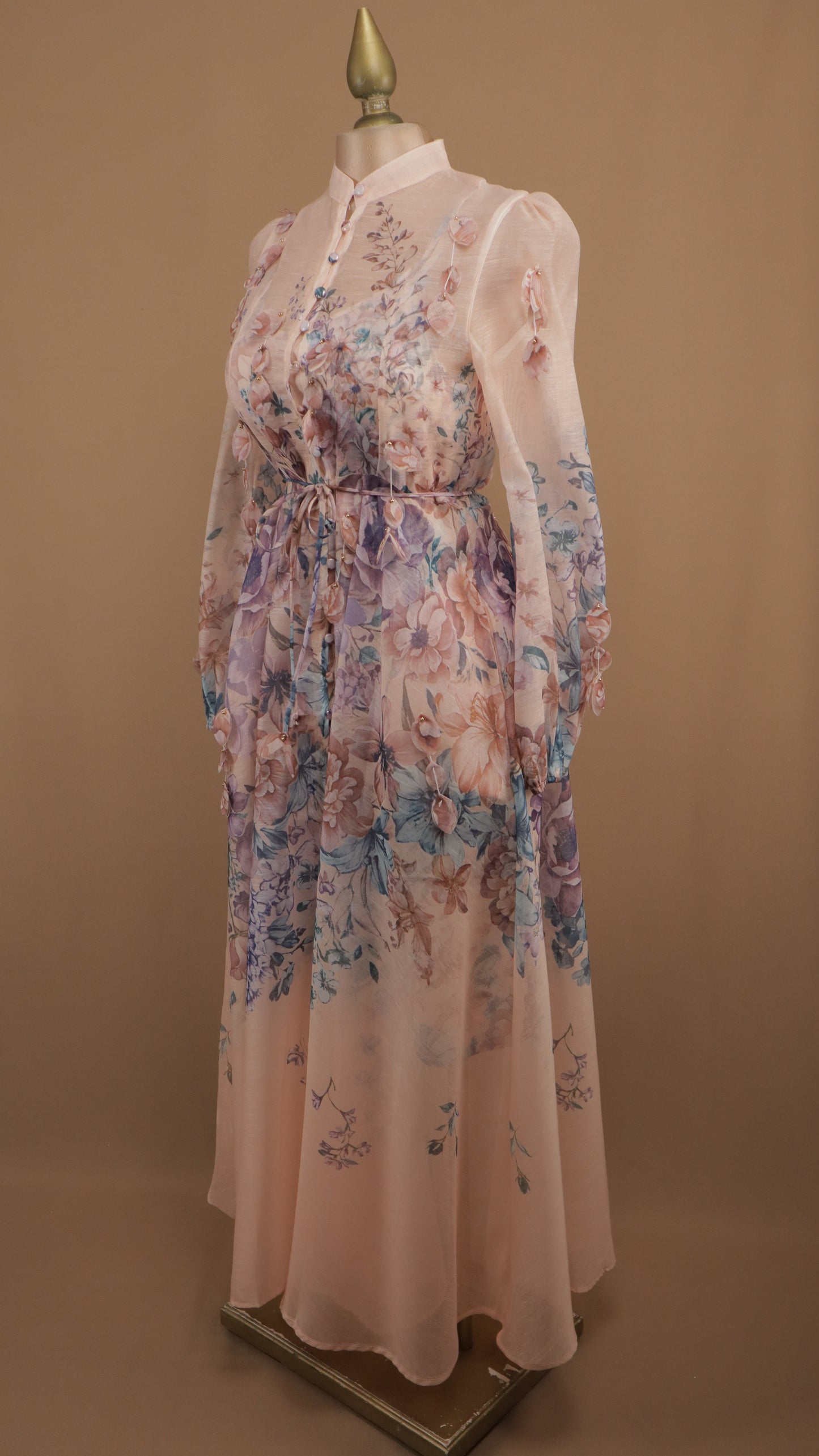 Vestido midi estampado manga larga