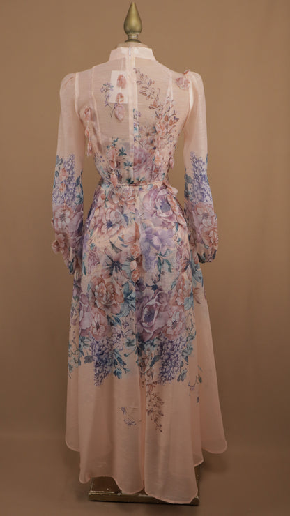 Vestido midi estampado manga larga