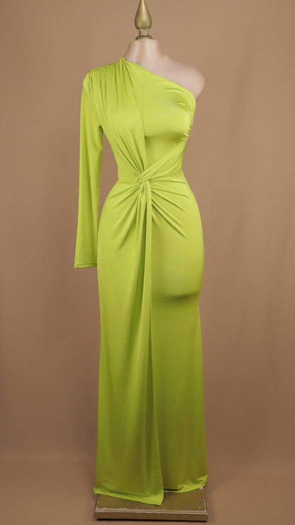 Vestido largo asimétrico de licra