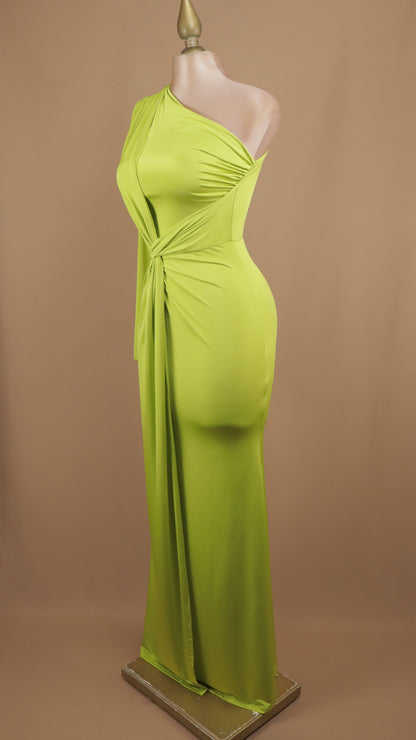 Vestido largo asimétrico de licra