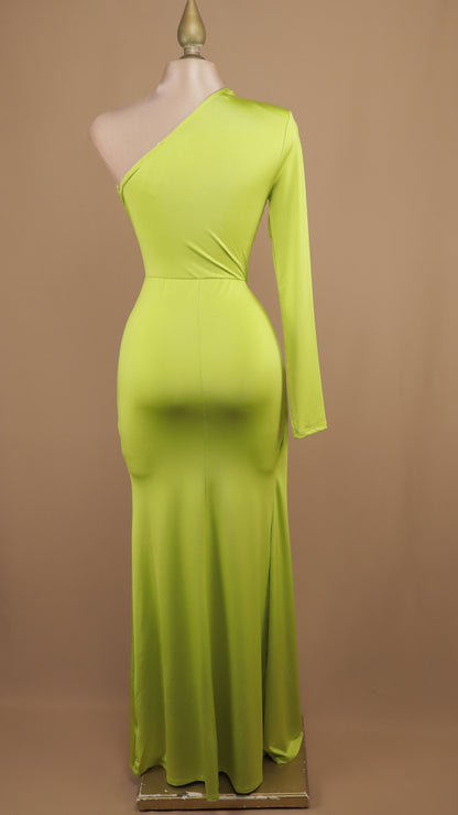 Vestido largo asimétrico de licra