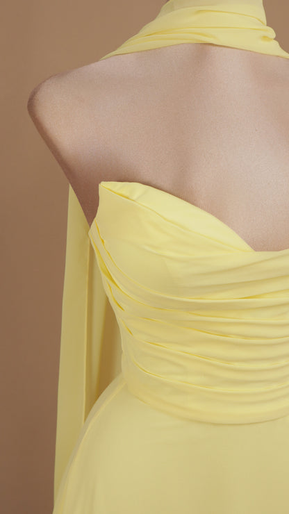 Vestido largo estraple con corset