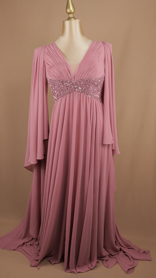 Vestido largo plus size con aplicación en cintura