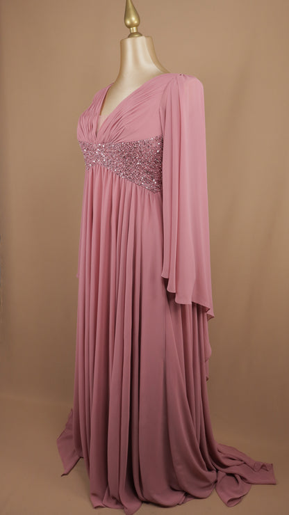 Vestido largo plus size con aplicación en cintura
