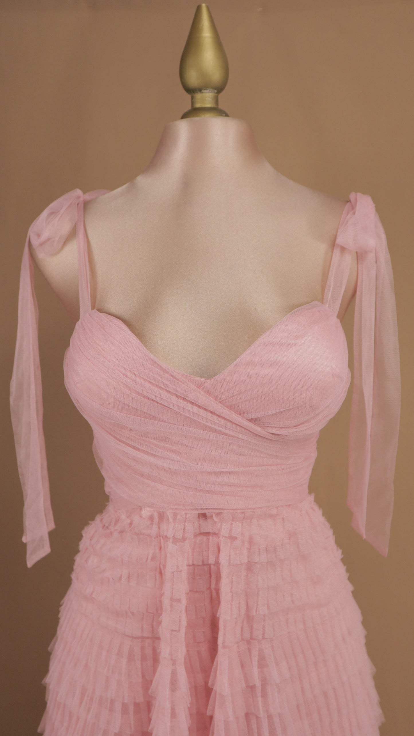 Vestido maxi tul berry