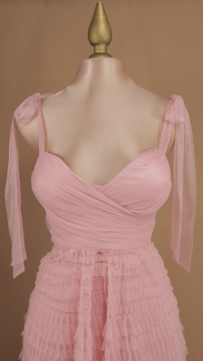 Vestido maxi tul berry