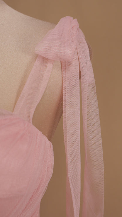 Vestido maxi tul berry
