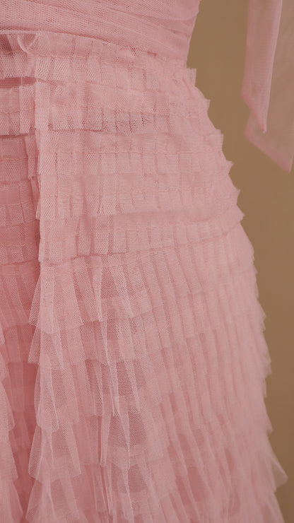 Vestido maxi tul berry