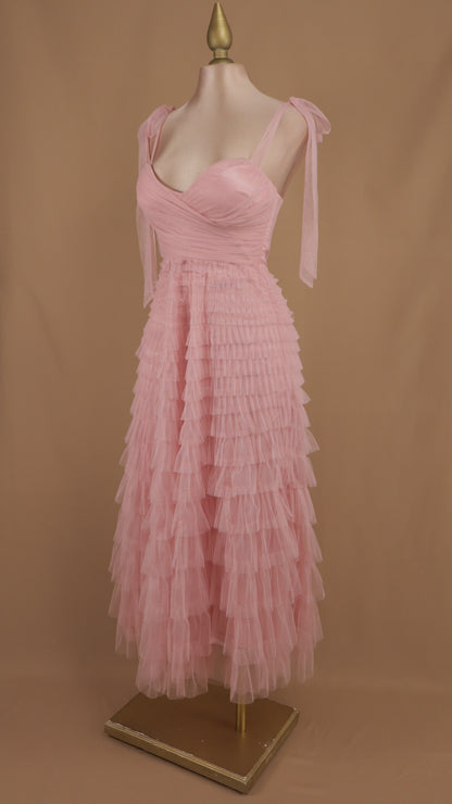 Vestido maxi tul berry