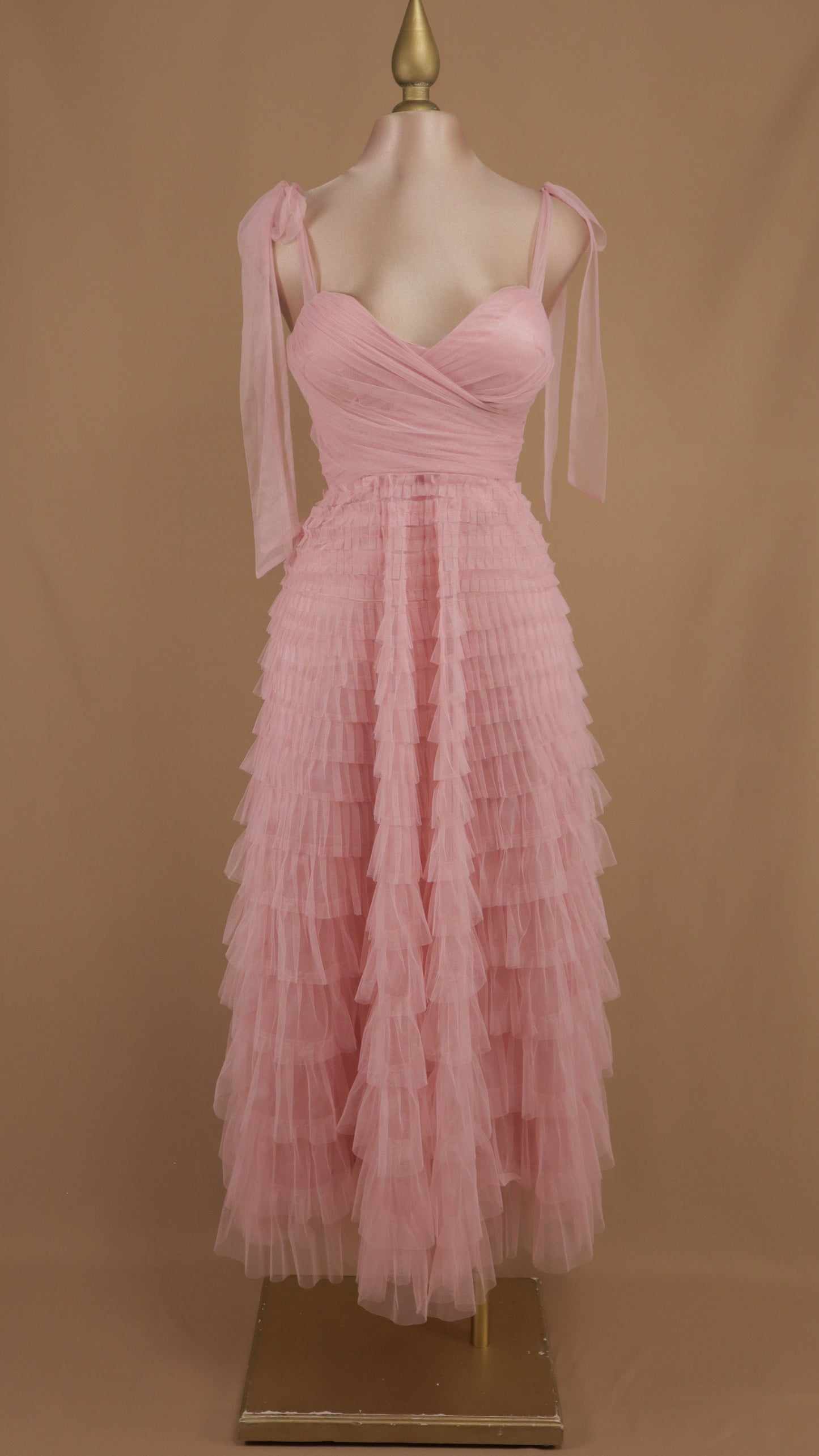 Vestido maxi tul berry