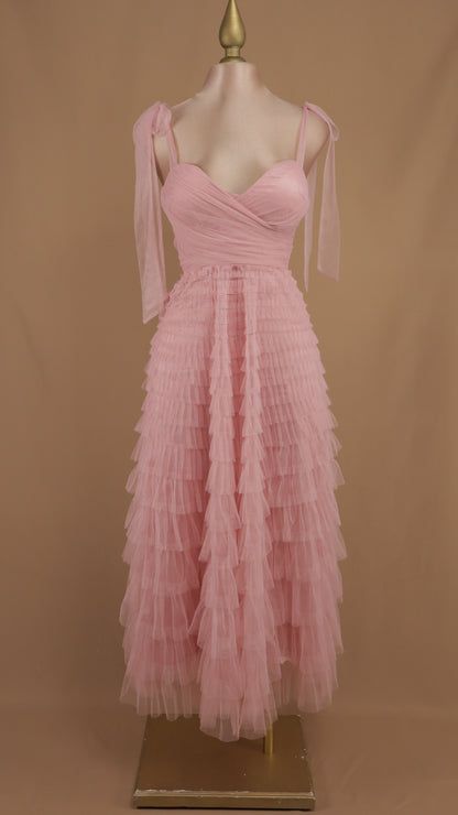 Vestido maxi tul berry