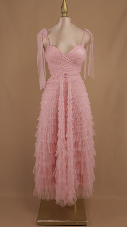 Vestido maxi tul berry