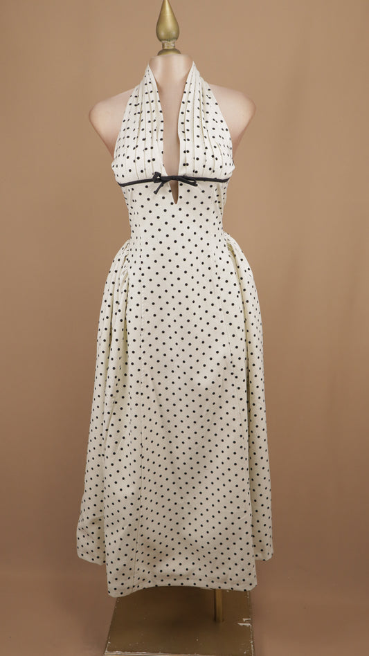 Vestido midi boleado cuello halter