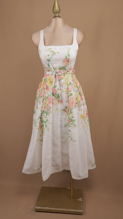 Vestido midi estampado escote cuadrado