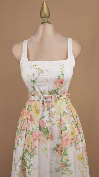 Vestido midi estampado escote cuadrado