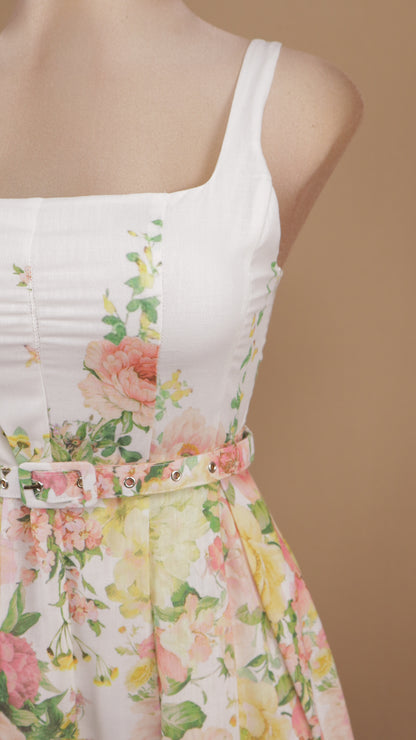 Vestido midi estampado escote cuadrado