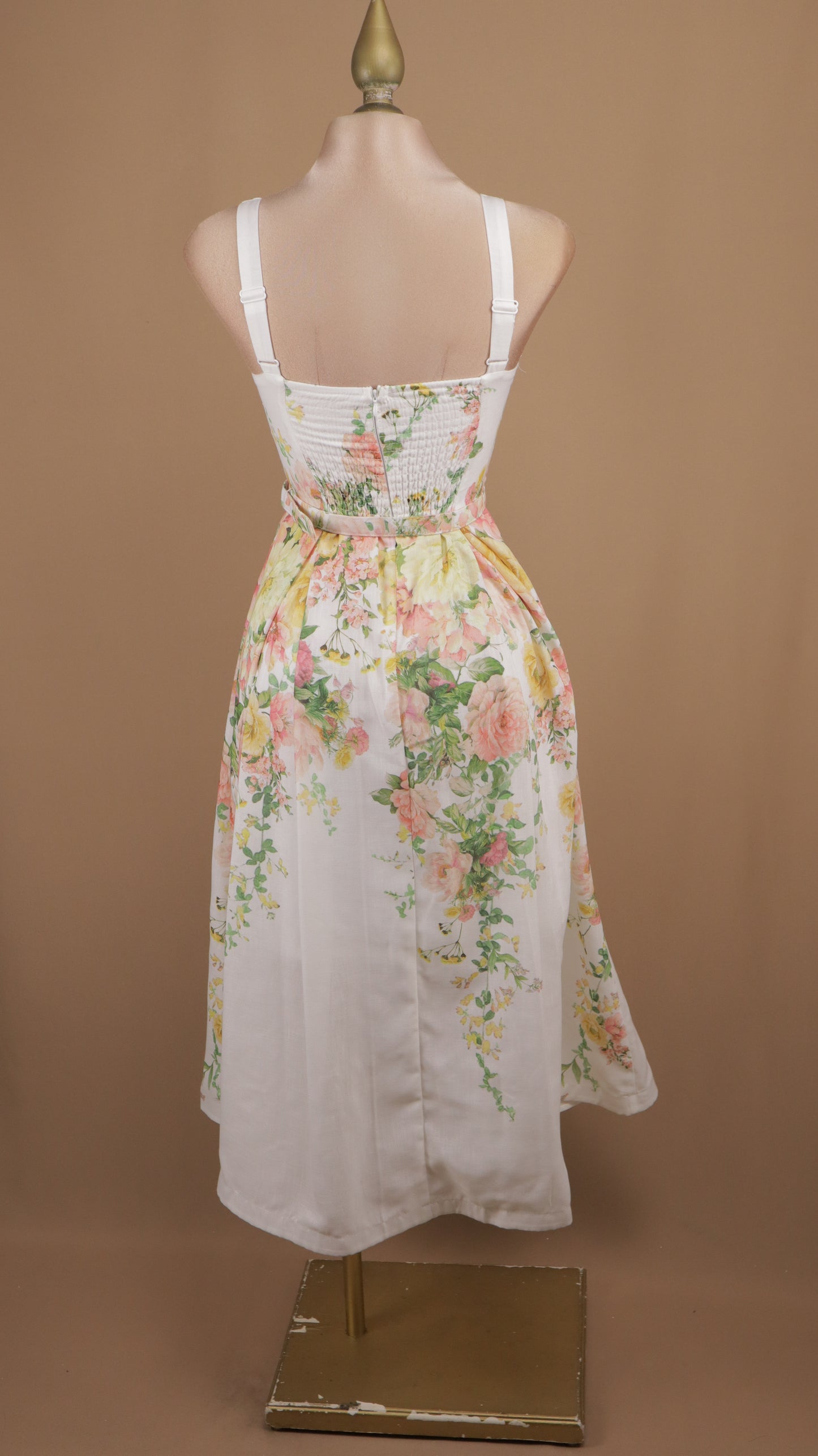 Vestido midi estampado escote cuadrado