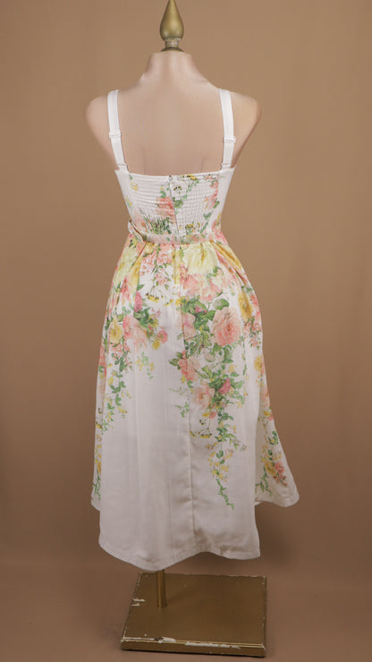 Vestido midi estampado escote cuadrado