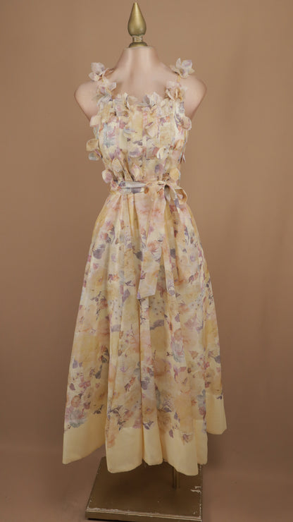 Vestido midi estampado de flores en 3D