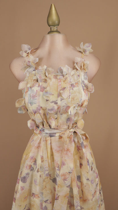Vestido midi estampado de flores en 3D
